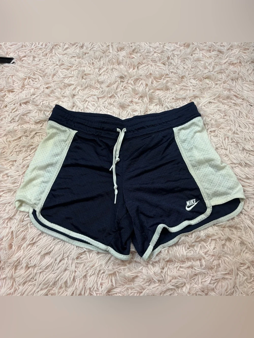 Nike Women's Navy and White Athletic Running Shorts